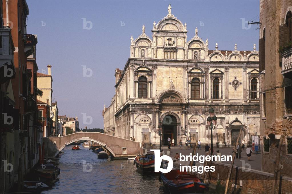 View from the Rio dei Mendicanti of the Scuola Grande di San Marco, built by Pietro Lombardo (c.1438-1515) and Giovanni Buora (c.1450-1513) in 1487-90 and finished by Mauro Codussi (c.1440-1504) in 1495 (photo)