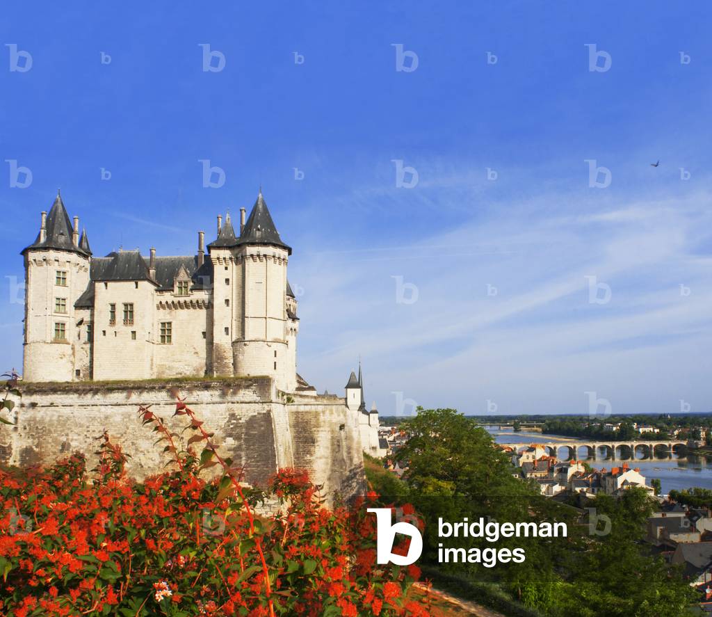 Chateau Saumur the 14th Century Castle of Louis X Saumur on the River Loire France, Originally built as a castle in the 10th century as a fortified stronghold against Norman attacks, It was later developed into a chateau., 2020 (photo)