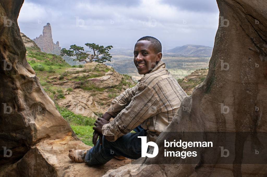 Landscape in Abuna Yemata Guh rock church and Gheralta Mountains in Hawzen Tigray region Ethiopia (photo)