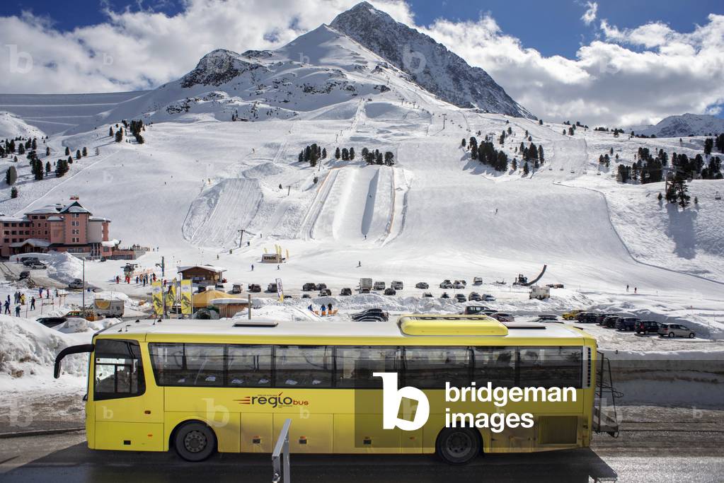 Kuhtai sky resort village and ski slopes near Innsbruck Tyrol Austria Public bus to Innsbruck city, 2020 (photo)