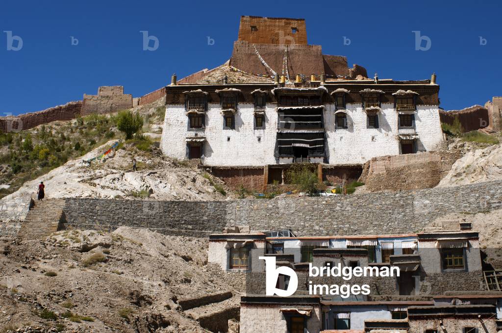Houses of the Tibetan monks of the monastery of Pelkhor Chode, Gyantse, Tibet, China, Asia (photo)