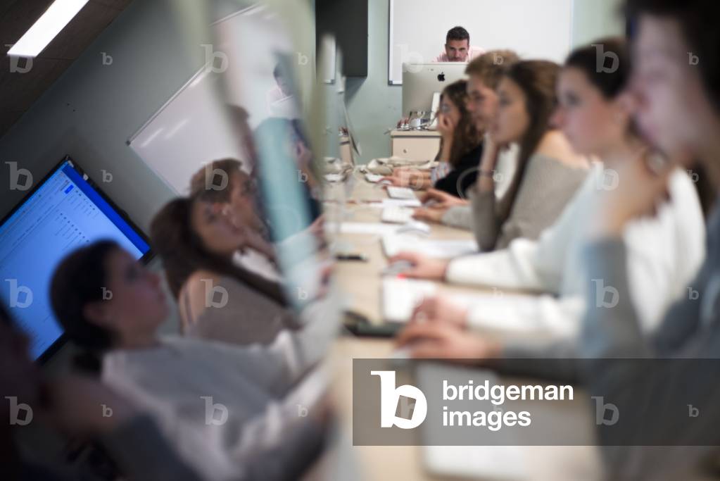 Journalism students at the Blanquerna University of Barcelona, Catalonia, Spain (photo)