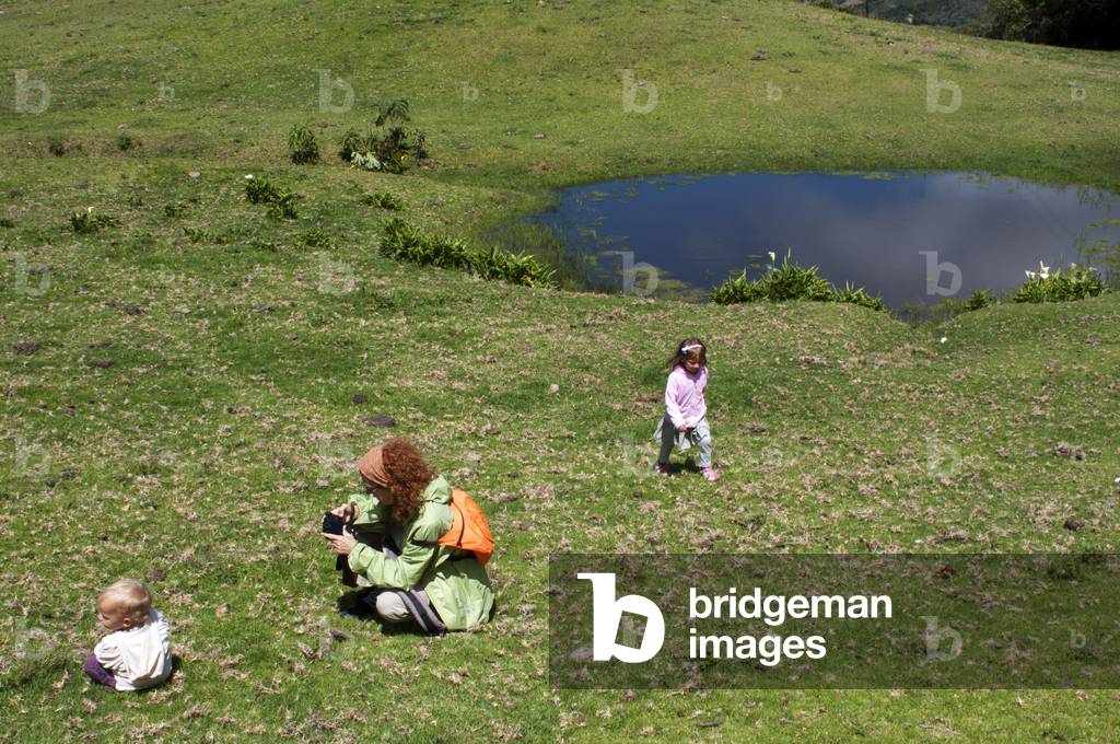 Small lagoon near Los Nevados village in andean cordillera Merida state Venezuela (photo)