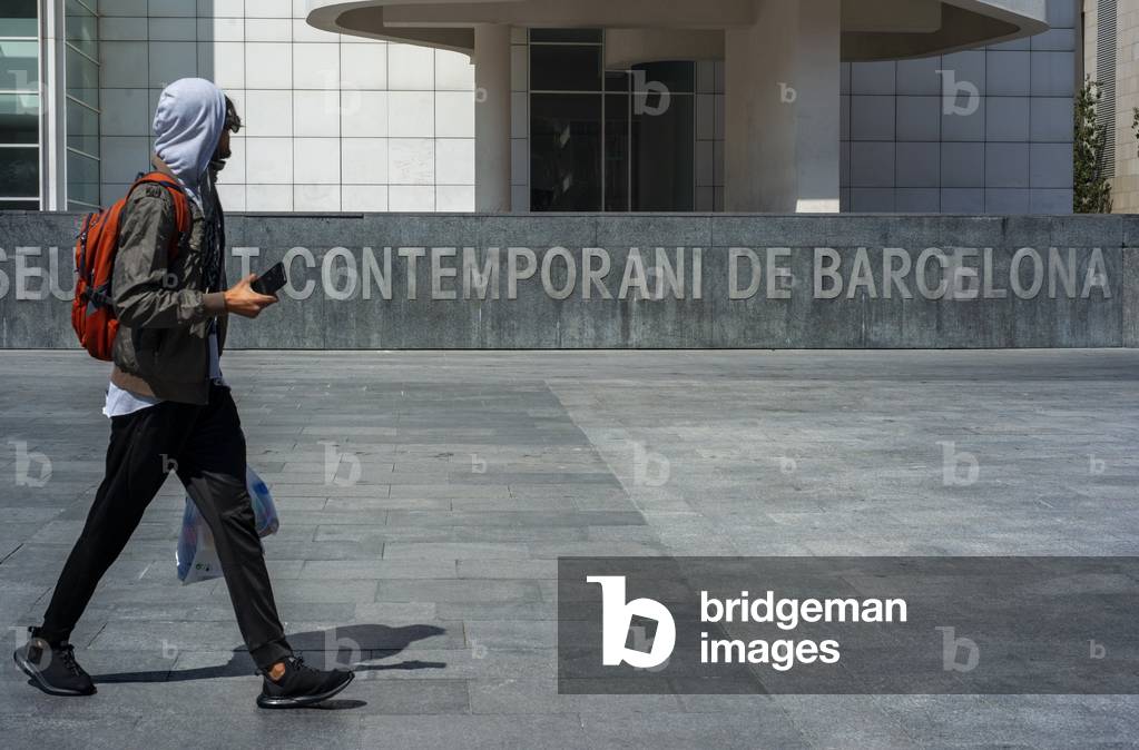 Contemporary Art Museum Barcelona like contemporary is the use of maks face currently in coronavirus time, Barcelona, Spain, 9th April 2020 (photo)