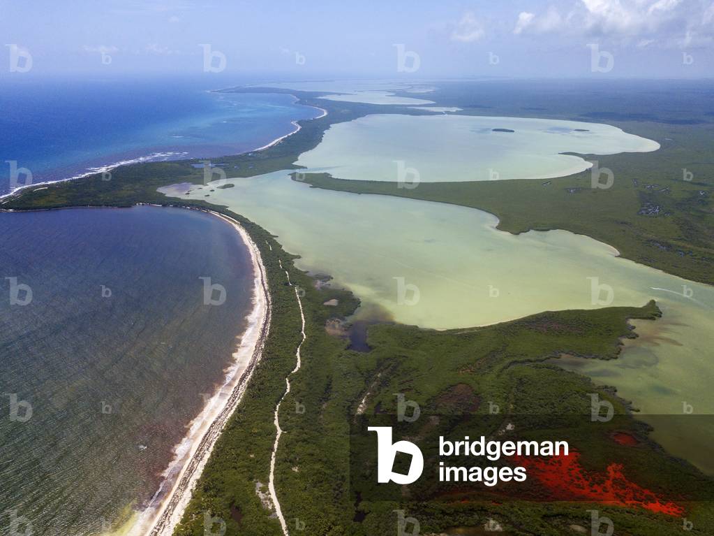 Aerial view of Punta Allen Sian Ka'an Reserve, Yucatan, Mexico, 2021 (photo)