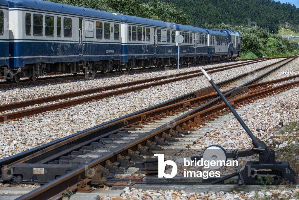 Outside carriages of Transcantabrico Gran Lujo luxury train, NORTH OF SPAIN, 2021 (photo)