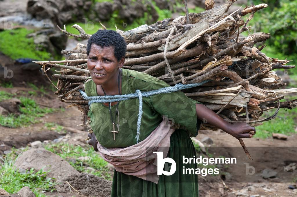 Rural landscape near the Tis Isat Blue Nile Falls of the farmland near Bahir Dar in Ethiopia (photo)