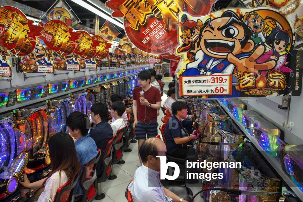 Pachinko Parlour Akihabara, Game machines addiction, Hoshu, Tokyo, Japan, March 2020 (photo)