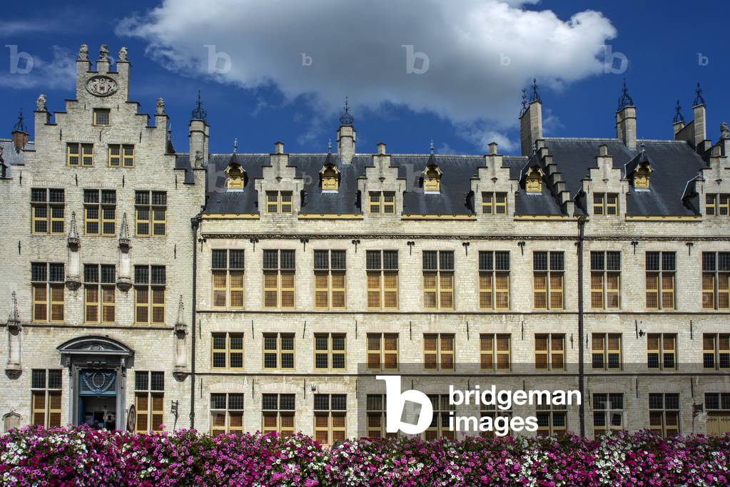 The post building, outside the neo gothic building of General Post Office in Mechelen Belgium (photo)