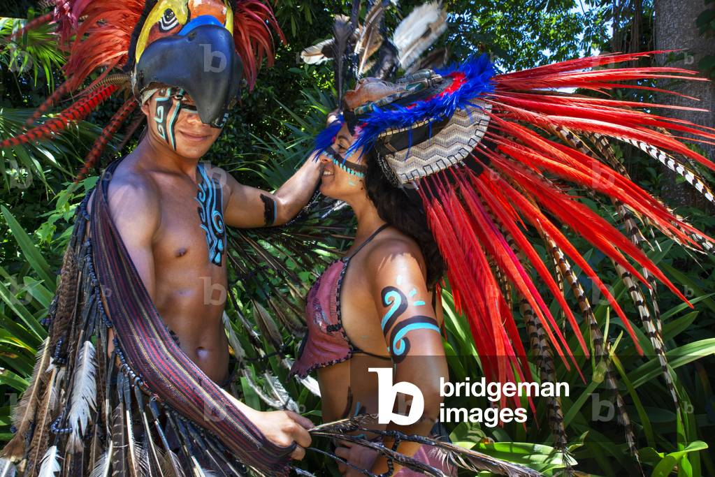 Aztec dress gods at Grand Palladium White Sand Resort and Spa, Yucatan, Mexico, 2021 (photo)