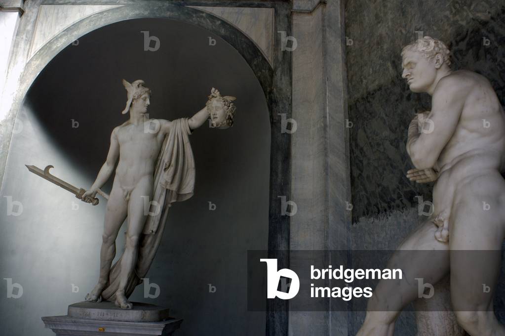 Marble statue of Perseus holding severed head of Medusa by Antonio Canova, Vatican museum, Rome, Italy (photo)