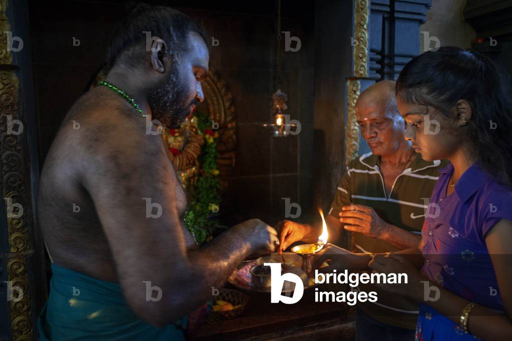 Inside Hindu temple Sri Vinayagar Navasakthi in Victoria capital city of Seychelles (photo)