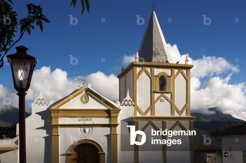 Church in Los Nevados village in andean cordillera Merida state Venezuela (photo)