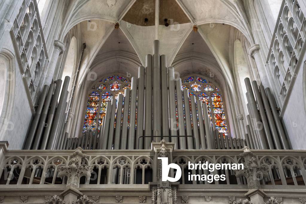 Pipe organ of St. Rumbold's cathedral in Mechelen, Belgium (photo)