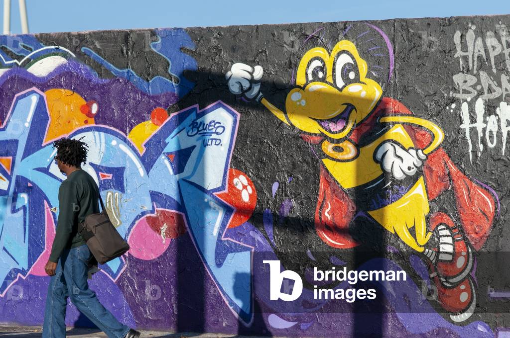 Graffiti on Mauerpark wall in Berlin, Germany, A former part of the Berlin Wall death strip (photo)