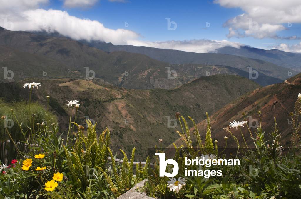 Landscape near Los Nevados village in andean cordillera Merida state Venezuela (photo)