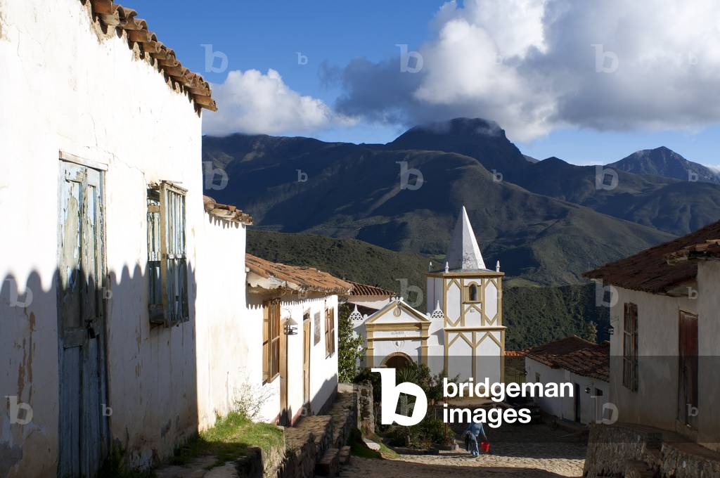 Church in Los Nevados village in andean cordillera Merida state Venezuela (photo)