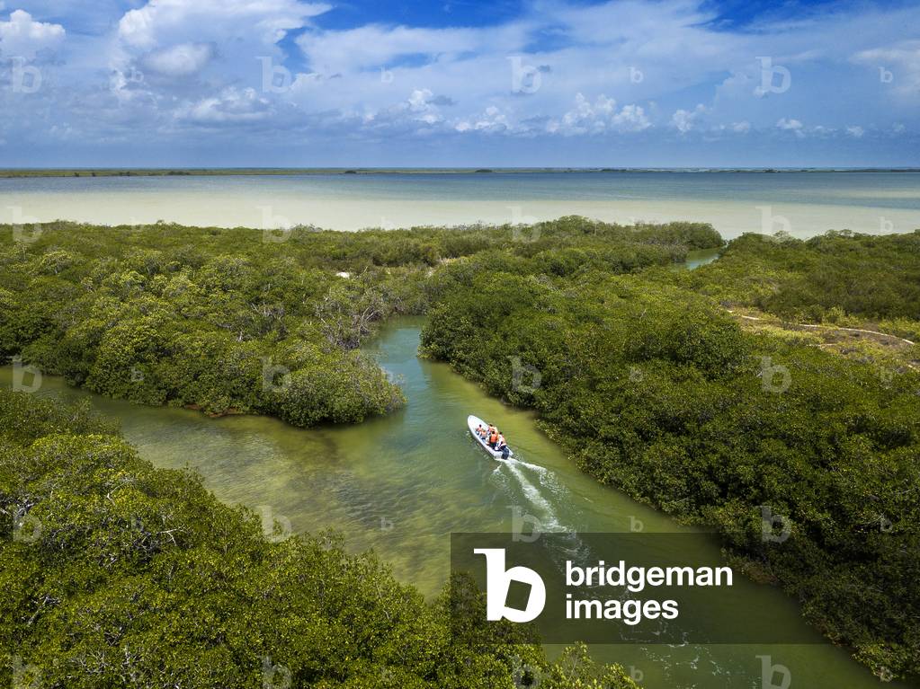 Aerial view of Punta Allen Sian Ka'an Reserve, Yucatan, Mexico, 2021 (photo)