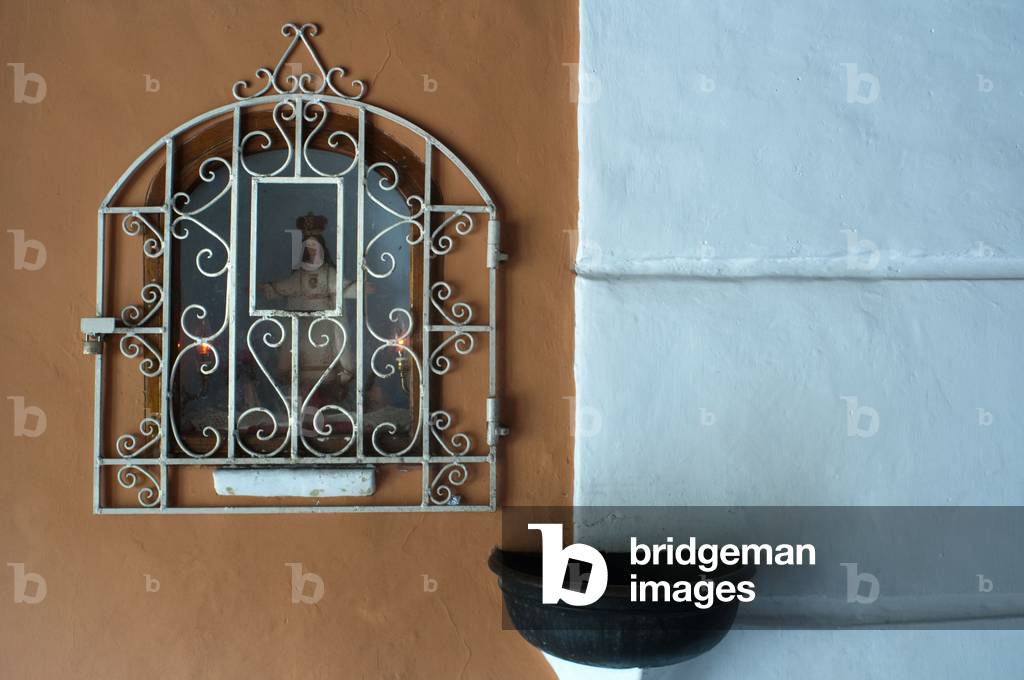 Religious image near Cathedral of Trujillo, catholic church, Trujillo, Peru (photo)