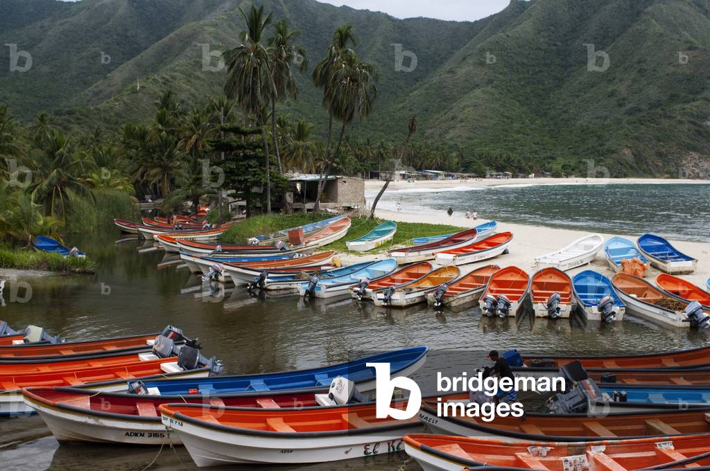 Boats in Chuao beach in Falcon state in Venezuela - Henri Pittier National Park, in Venezuela.  (photo)
