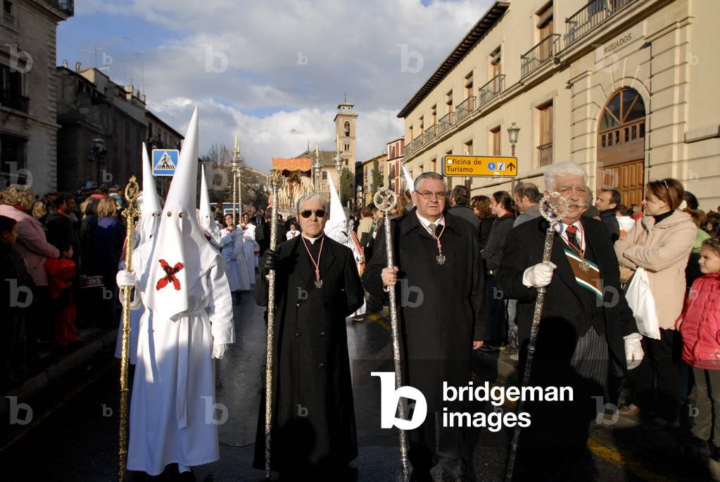 Semana Santa procession with a penitents, Nazareno, Granada, Andalusia, Spain (photo)