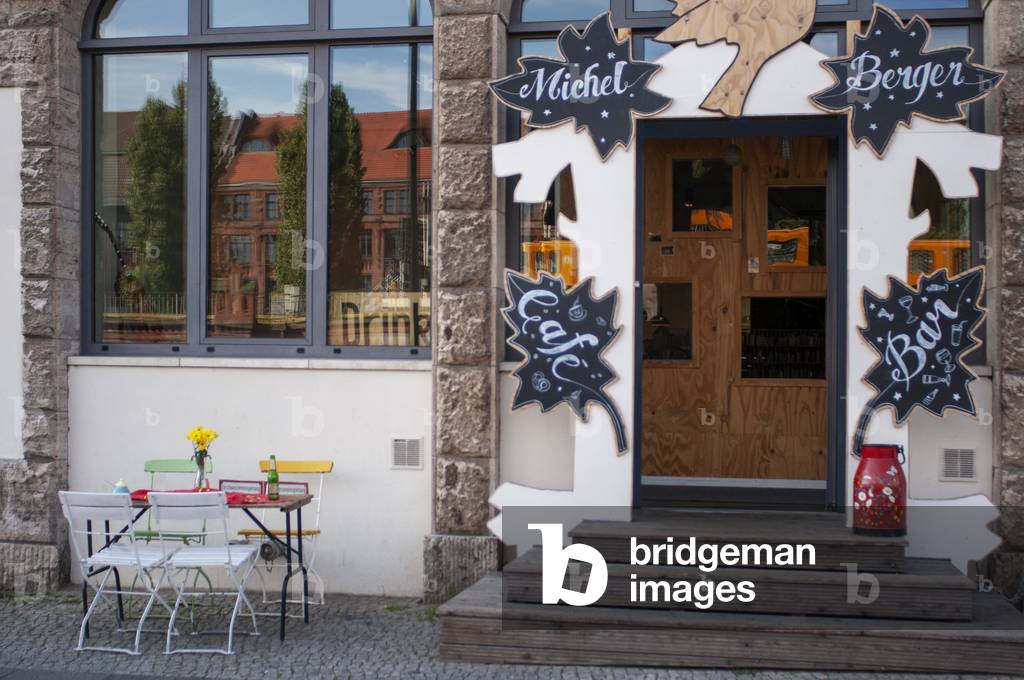 Bar and restaurant of Michelberger Hotel in Warschauer street in Friedrichshain Berlin, Germany (photo)