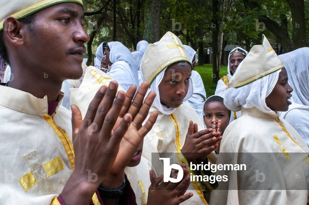 Wedding in St Mary of Zion church in Aksum or Axum in Ethiopia (photo)