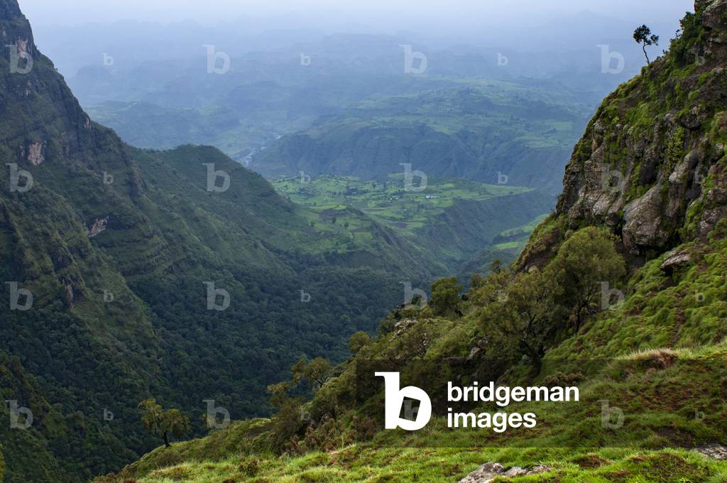 Overlooking a valley in the Simien Mountains National Park, Amhara Region, Ethiopia  (photo)