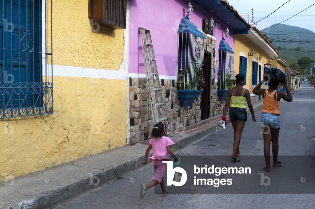 Houses in the main street of Choroni village in Falcon state in Venezuela - Morrocoy National Park, in Venezuela.  (photo)