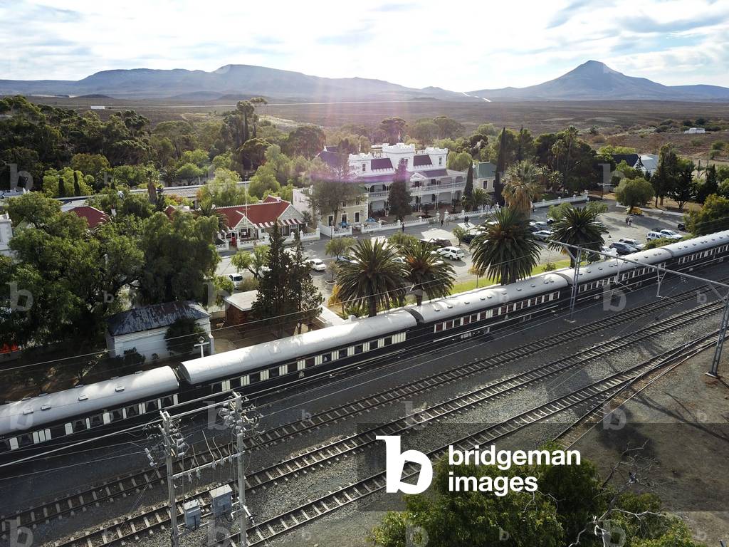 The Rovos Rail luxury train travelling between Cape Town and Pretoria in South Africa 
Matjiesfontein station
Pride of Africa beautifully rebuilt Classic train that form part of the luxurious and privately owned Rovos Rail fleet, 2020 (photo)