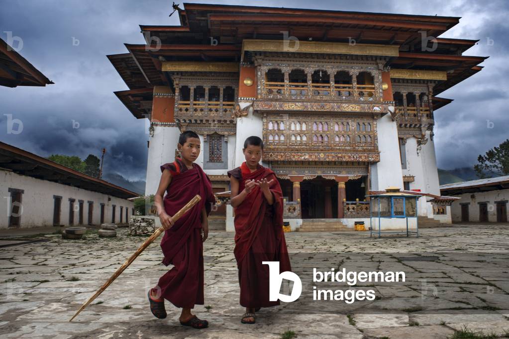 Monks at Gangtey Monastery, Phobjikha Valley, Bhutan, 2021 (photo)