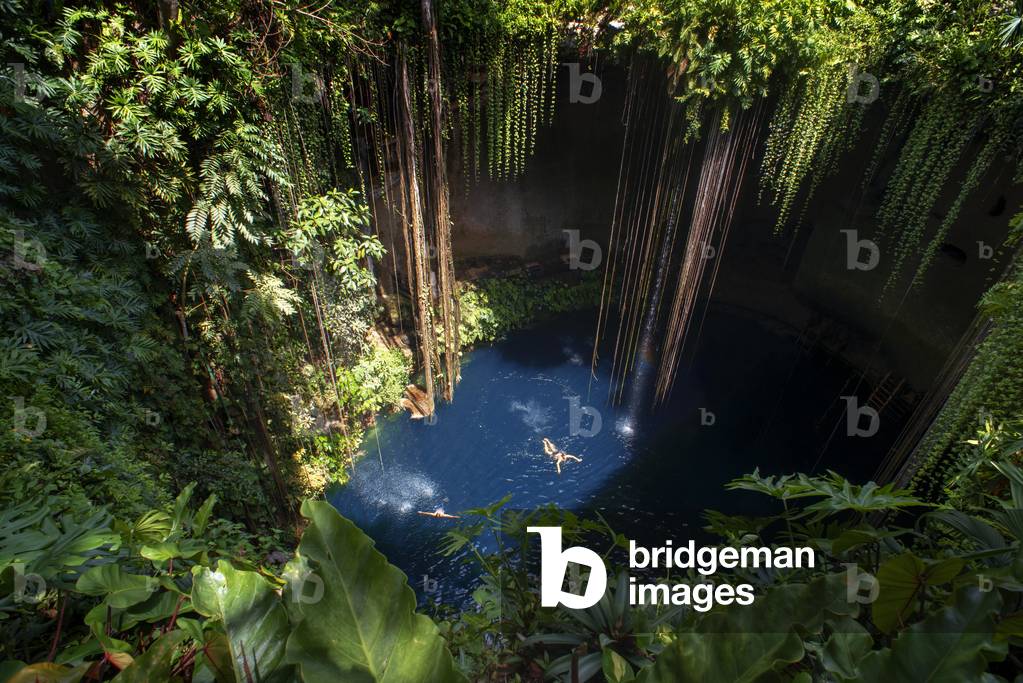 Swimming at Cenote Ik Kil, Yucatan, Mexico, 2021 (photo)