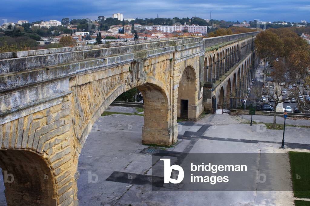 18th century Saint Clément Aqueduct in Montpellier, Herault, France, 2020 (photo)