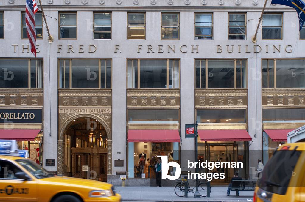Taxis (cabs) in front of The Fred F. French Building, Fifth Avenue, New York City, United States of America (photo)