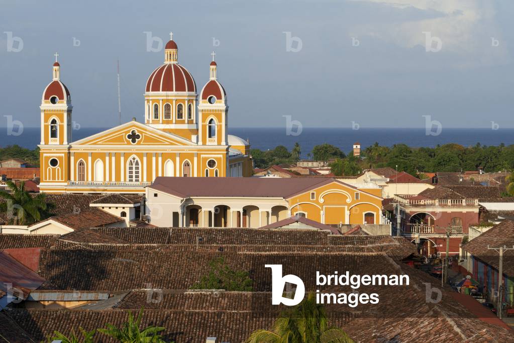 Cathedral of Granada and the roofs of the houses of the town of Granada Nicaragua, Central America, America (photo)
