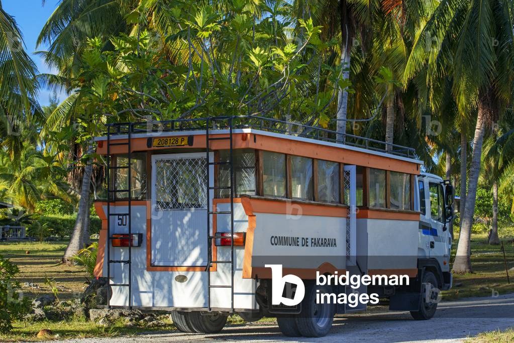Local bus in Fakarava,  Tuamotus Archipelago French Polynesia, Tuamotu Islands, South Pacific, 2020 (photo)