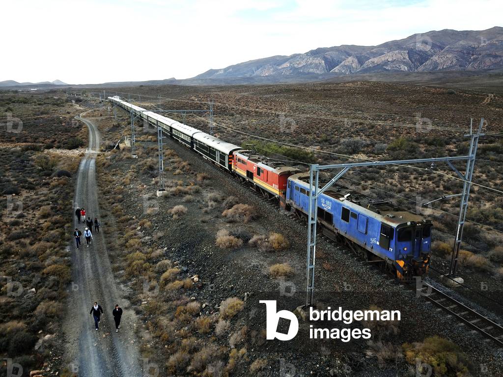 The Rovos Rail luxury train travelling between Cape Town and Pretoria in South Africa 
In the Karoo town of Matjiesfontein station
Pride of Africa beautifully rebuilt Classic train that form part of the luxurious and privately owned Rovos Rail fleet, 2020 (photo)