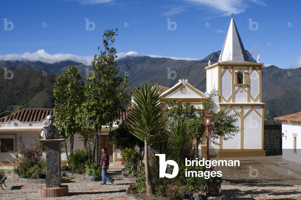 Church in Los Nevados village in andean cordillera Merida state Venezuela (photo)