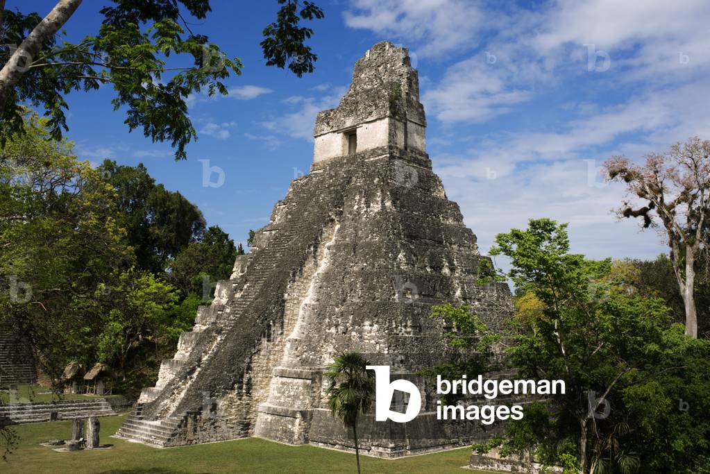 Tikal Pyramid ruins (UNESCO site), Guatemala, Great Jaguar Temple (Temple I) Pre-Columbian Maya Site at Tikal, El Peten National Park, Guatemala, a UNESCO World Heritage Site, 2020 (photo)