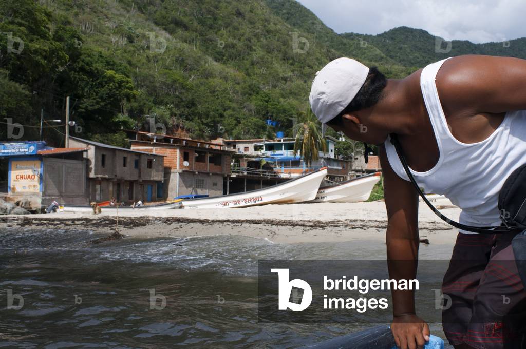 Inside a Boat in Chuao beach in Falcon state in Venezuela - Henri Pittier National Park, in Venezuela.  (photo)