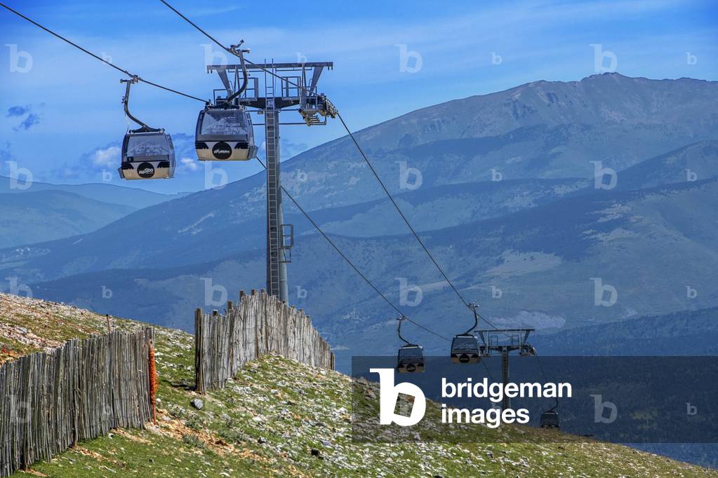 Cable car or gondola in La Molina ski resort in summer Cerdanya, LA MOLINA, Girona 2021 (photo)