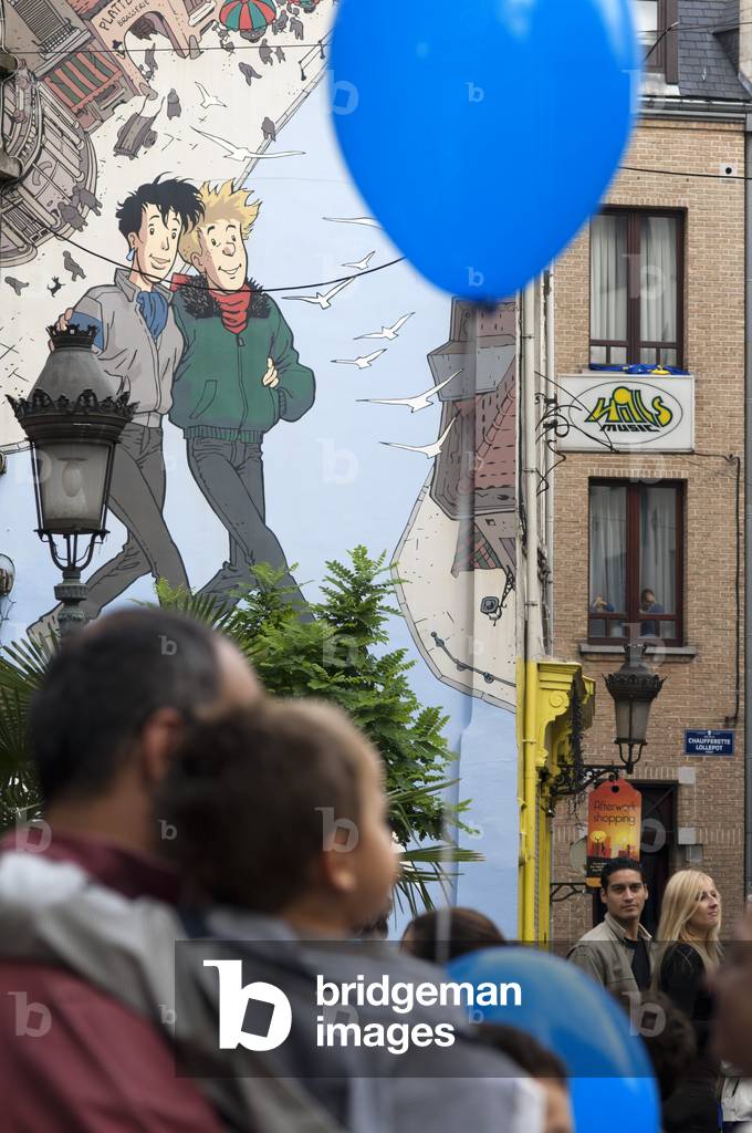 Mural in the streets of the city center in the Route BD, Belgium (photo)