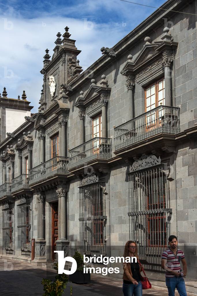 18th century facade of Casa Salazar Palace in San Agustin street in San Cristobal de La Laguna, the former capital of Tenerife Island, Canary Islands, Spain (photo)