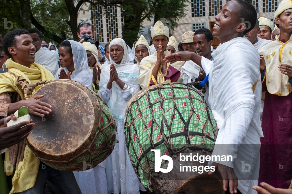 Wedding in St Mary of Zion church in Aksum or Axum in Ethiopia (photo)