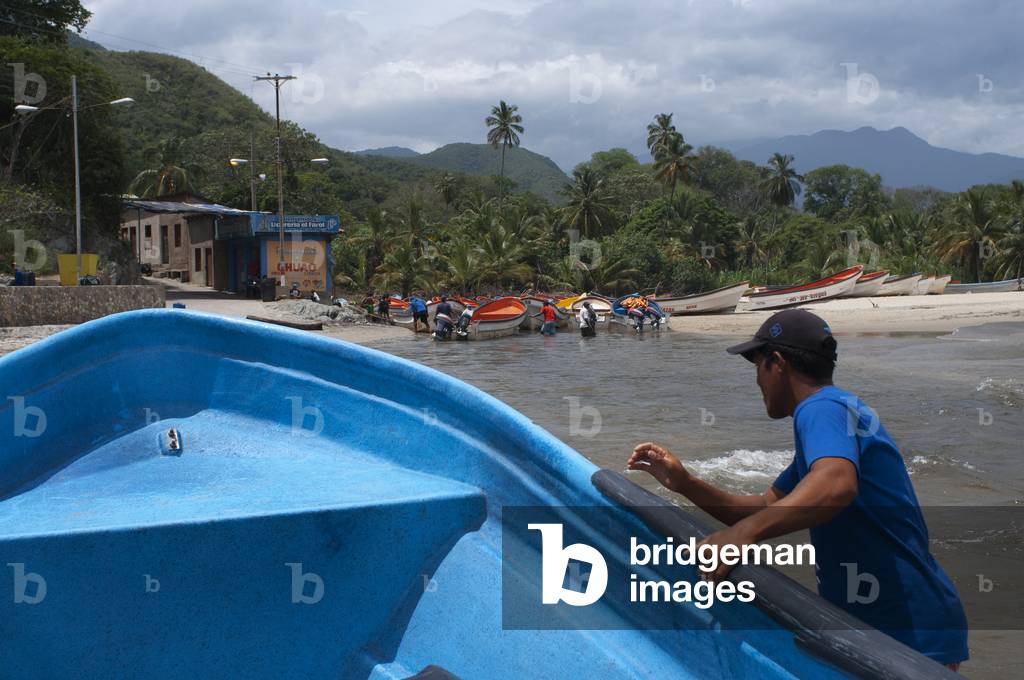 Boats in Chuao beach in Falcon state in Venezuela - Henri Pittier National Park, in Venezuela.  (photo)