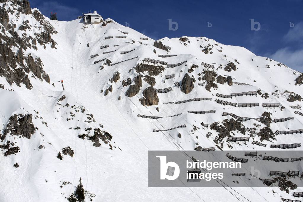 Nordkette sky resort mountain and ski slopes near Innsbruck Tyrol Austria, 2020 (photo)