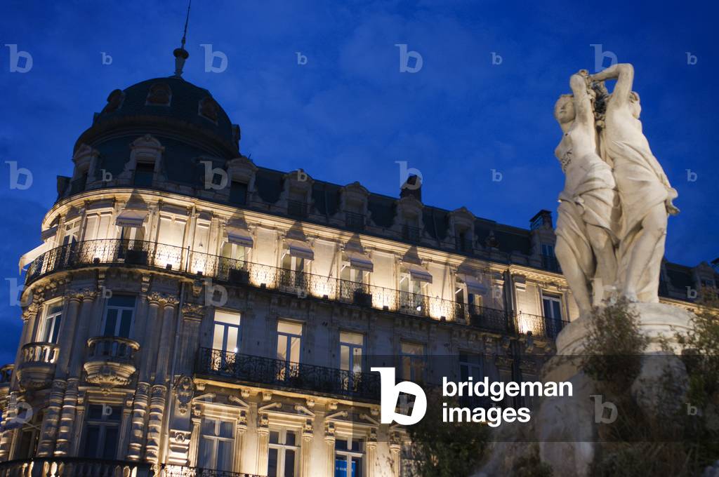 Fontaine des 3 Gracies, Place de la Comedie, Montpellier, France, Europe

France, Hérault department, Montpellier, Three Graces Fountain at Place de la Comédie, 2020 (photo)