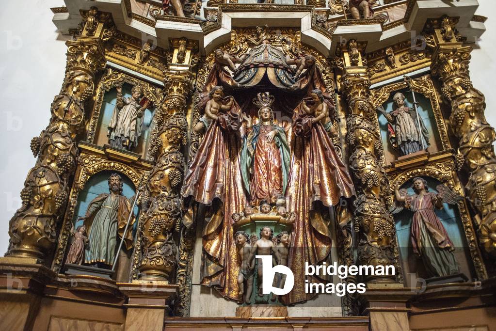 Altarpiece inside Church of San Pelayo de Sabugueria, NORTH OF SPAIN, 2021 (photo)