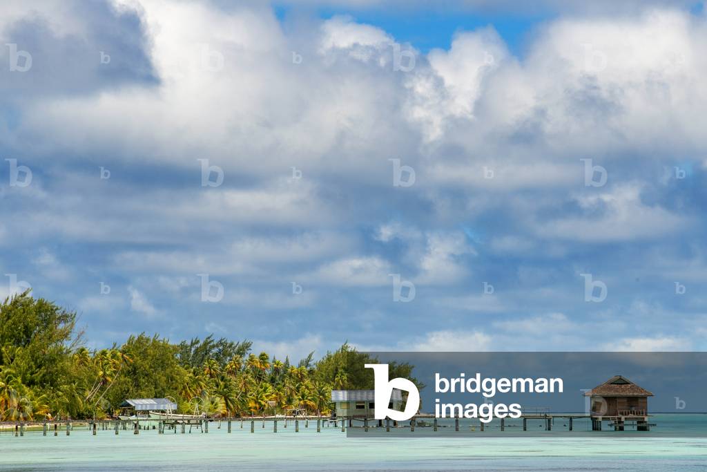 Small pier in Fakarava, Tuamotus Archipelago French Polynesia, Tuamotu Islands, South Pacific, 2020 (photo)
