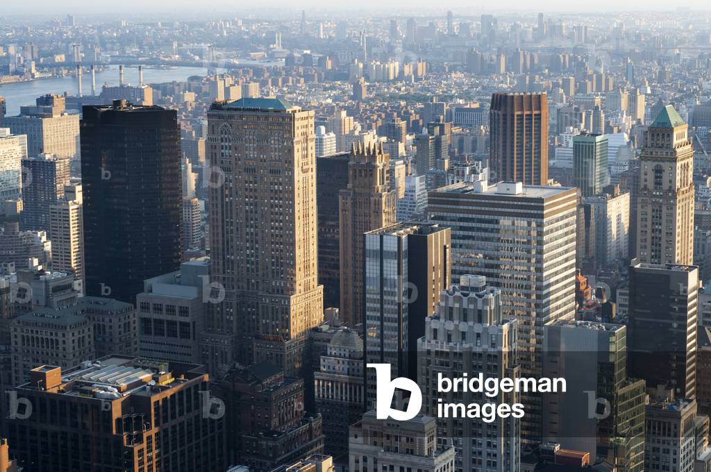 Aerial views of Midtown and Upper East Side skyscrapers view from The Rockefeller Centre, New York, USA (photo)